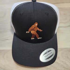 New Bigfoot Embroidered Black and White Snapback/Trucker Hat